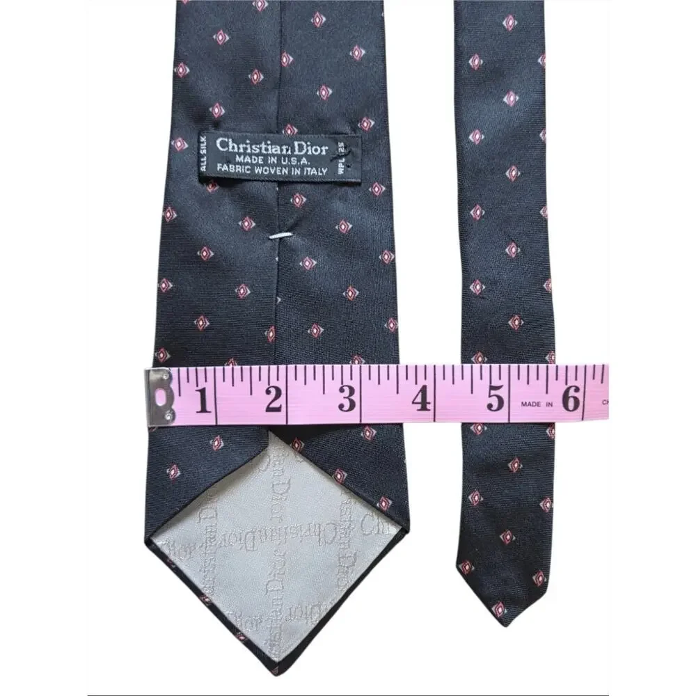 VTG Christian Dior All Silk Necktie Italy Woven USA Made Foulard Tie
